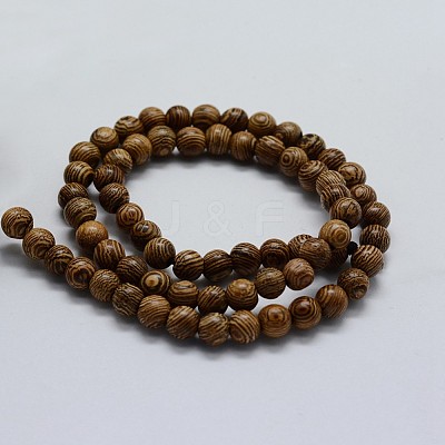 Natural Wenge Wood Beads Strands X-WOOD-F006-02-10mm-1