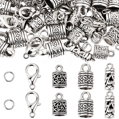 60Pcs 3 Styles Tibetan Style Zinc Alloy Cord End TIBE-SC0002-56-1
