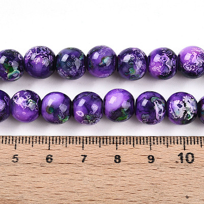 Baking Paint Glass Beads Strands DGLA-N003-10mm-A07-1