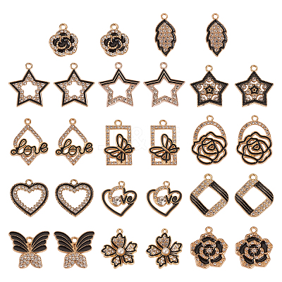 28Pcs 14 Styles Alloy Enamel Pendants FIND-TA0002-71-1
