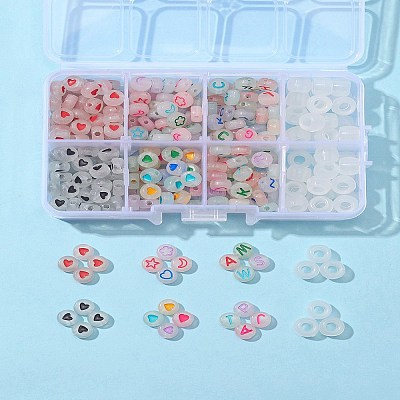 6 Style Luminous Acrylic & Transparent Plastic Beads MACR-FS0001-24-1