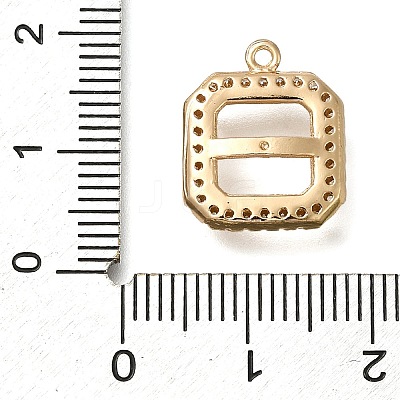 Rack Plating Brass Micro Pave Clear Cubic Zirconia Square Pendant Cabochon Settings For Fancy Stones LS-KK-NH0001-17KCG-1