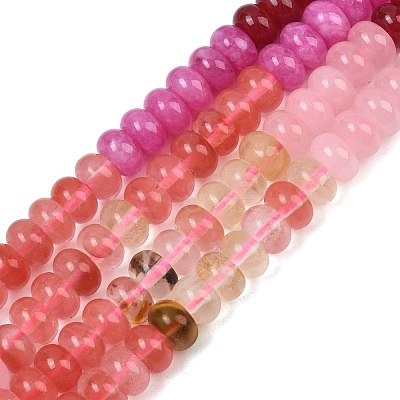 Cherry Quartz Glass and Natural White Jade Beads Strands G-NH0006-A16-01-1