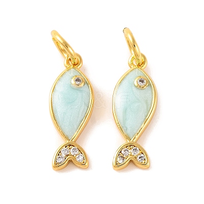 Rack Plating Brass Micro Pave Cubic Zirconia Pendants KK-H486-14G-1