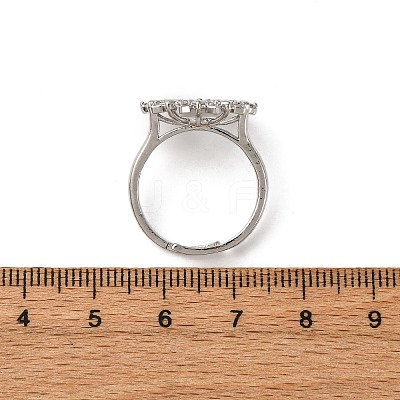 Flower Brass Micro Pave Clear Cubic Zirconia Cuff Ring Settings KK-D378-33P-1
