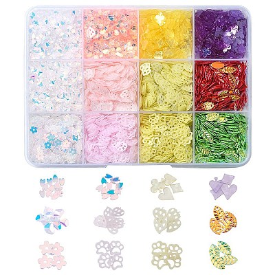 62G 12 Style Plastic Sequin Beads PVC-YW0001-01-1