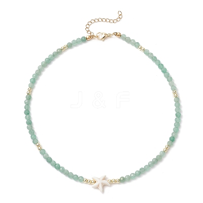 Summer Beach Natural Green Aventurine Round Beaded Necklaces NJEW-JN05262-05-1