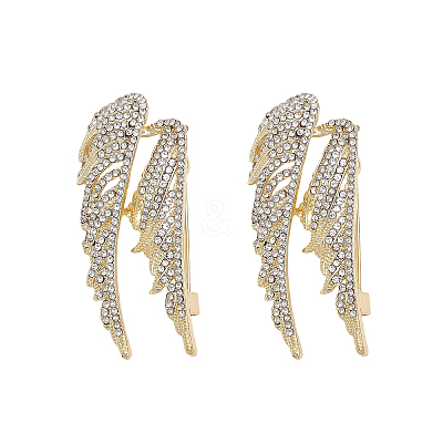 2PCS Crystal Rhinestone Wing Lapel Pin JEWB-CA0001-30G-1