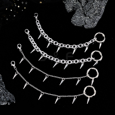 4Pcs 2 Styles Cone Alloy Shoes Strap Chains AJEW-UN00023-1