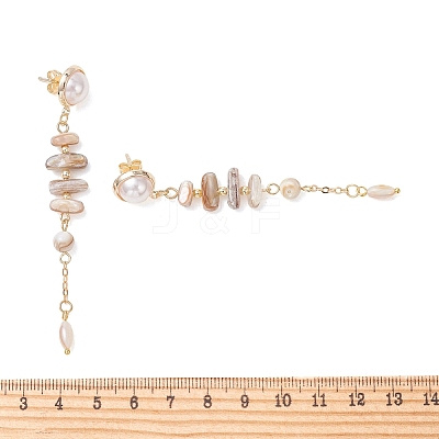Natural Freshwater Shell Stud Dangle Earrings EJEW-JE07250-1