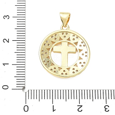 Religion Cross Brass Micro Pave Clear Cubic Zirconia Pendants CU-CBA83A6-03C-G-1