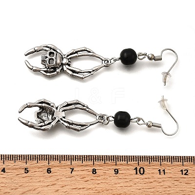 Halloween Alloy Skull Dangle Earrings LS-EJEW-K316-01C-AS-1