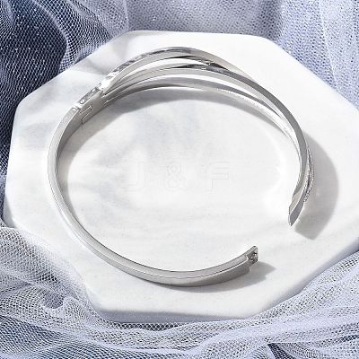 304 Stainless Steel Polymer Clay Rhinestone Hinged Bangles for Women BJEW-A011-16P-1