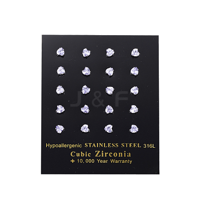 Cubic Zirconia Ear Studs X-EJEW-E098-H-02-1