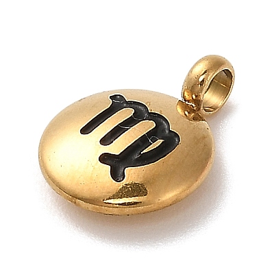 304 Stainless Steel Black Enamel Charms LS-STAS-R009-02G-02-1