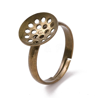 DIY Antique Bronze Adjustable Brass Sieve Ring Bases X-EC163-3NFAB-1