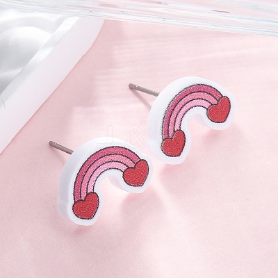Wood Stud Earrings EJEW-M063-01H-1