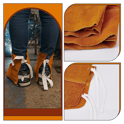 1 Pair Cowhide Welding Boot Sleeve AJEW-PH0007-22-1