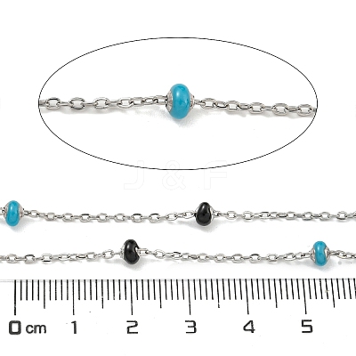 304 Stainless Steel Enamel Link Chains AJEW-Z028-09P-06-1