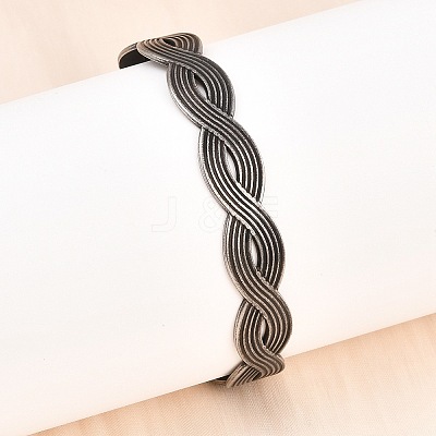 316 Surgical Stainless Steel Braided Wave Cuff Bangles BJEW-C125-02AS-1