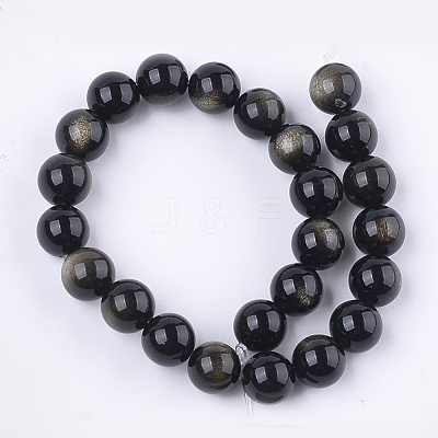 Natural Golden Sheen Obsidian Beads Strands X-G-S333-8mm-025-1