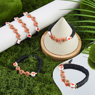 24Pcs Polymer Clay Heishi Beads Stretch Bracelets BJEW-DC00018-1