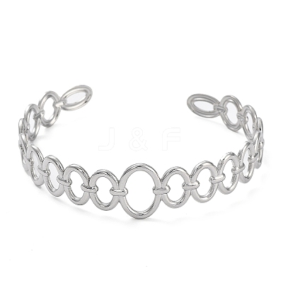 Non-Tarnish 304 Stainless Steel Hollow Oval Cuff Bangle for Women BJEW-D061-04P-1