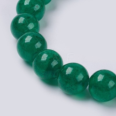 Natural Green Jade Beaded Stretch Bracelet BJEW-P210-11-8mm-1