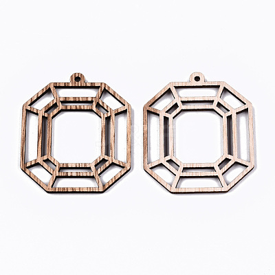 Unfinished Hollow Wood Pendants WOOD-N006-140-1