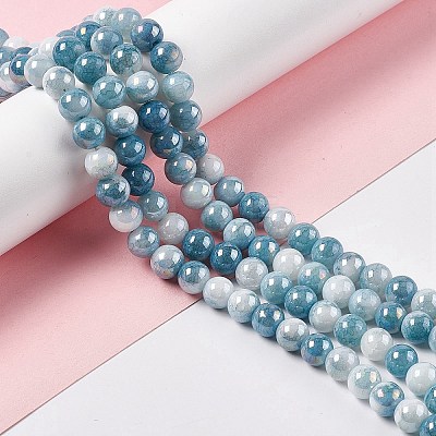 Electroplated Glass Beads Strands GLAA-C023-01J-1