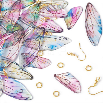 DIY Epoxy Resin Wing Pendants Dangle Earring Making Kits DIY-TA0012-37-1