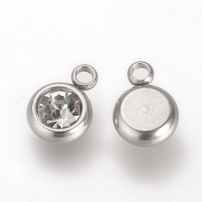 201 Stainless Steel Rhinestone Charms X-STAS-S068-04-1