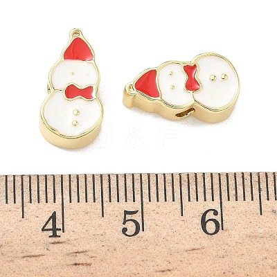 Christmas Brass Enamel Beads KK-I474-G09-1