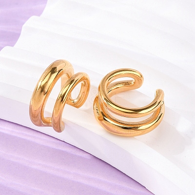 Two-layer  C-Shaped 304 Stainless Steel Two Tone Cuff Earrings EJEW-A131-04E-G-1