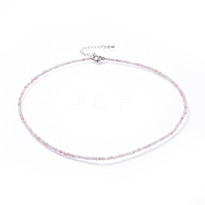 Natural Strawberry Quartz Beaded Necklaces NJEW-JN02492-06-1