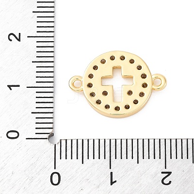 Brass Micro Pave Clear Cubic Zirconia Connector Charms KK-S510-05G-1