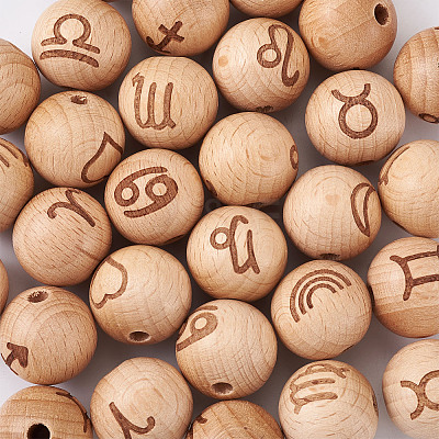 Natural Undyed Beech Beads WOOD-BT0001-04-1