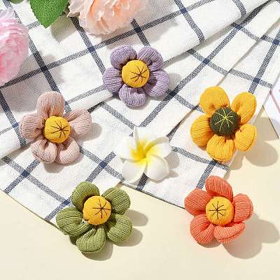 10Pcs 5 Colors Sunflower Cotton Pins JEWB-CJ0001-71-1