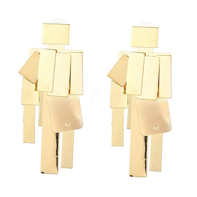 Alloy Rectangle Tassel Stud Earrings for Women EJEW-L298-01G-1