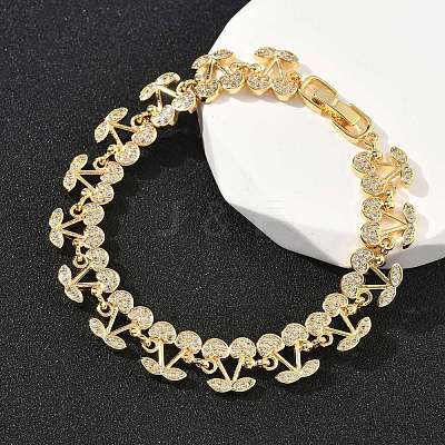 Cherry Brass Micro Pave Cubic Zirconia Chain Bracelets BJEW-L703-01B-G-1