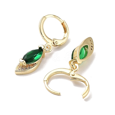 Real 18K Gold Plated Brass Dangle Leverback Earrings EJEW-L269-037G-02-1