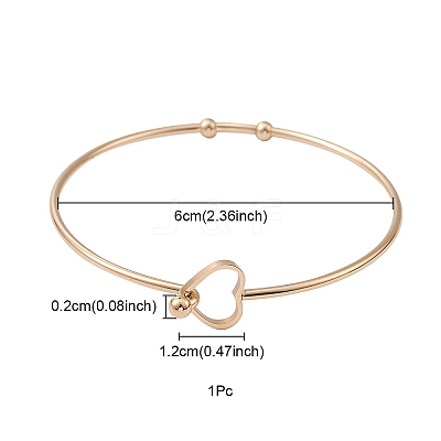 Stainless Steel Hollow Out Heart Bangle BJEW-YW0001-08G-1