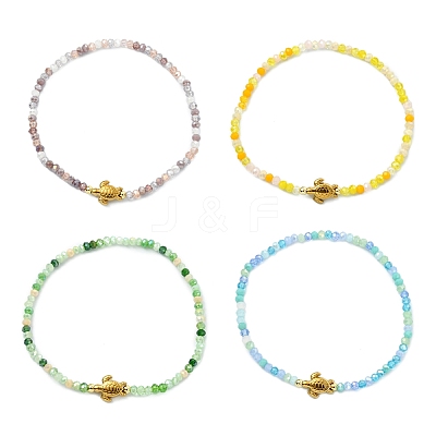 AB Color Plated Glass & 304 Stainless Steel Beaded Stretch Bracelets for Women BJEW-JB13923-1
