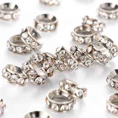 Brass Rhinestone Spacer Beads RB-A020-7mm-01P-1