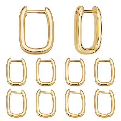 10 Pairs Brass Huggie Hoop Earrings EJEW-ME0001-08G-1