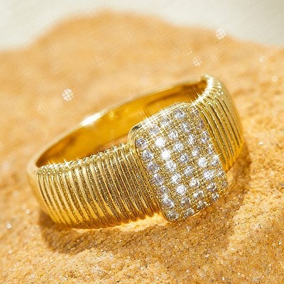 Brass Micro Pave Clear Cubic Zirconia Finger Rings FS-WGEE21A-04-1