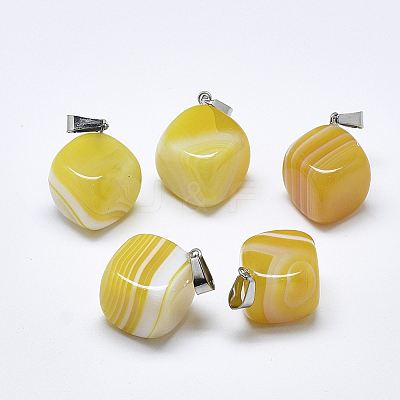 Natural Banded Agate/Striped Agate Pendants G-T122-19G-1