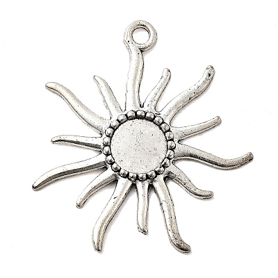 Tibetan Style Alloy Sun Pendant Cabochon Settings TIBEP-Q043-079-RS-1