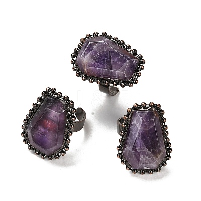 Natural Amethyst Open Cuff Ring RJEW-M166-03R-B-1