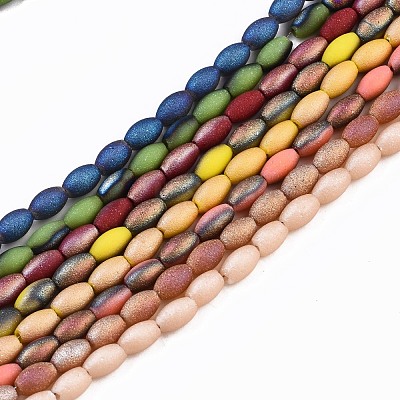 Frosted Electroplate Glass Beads Strands EGLA-N007-001-1